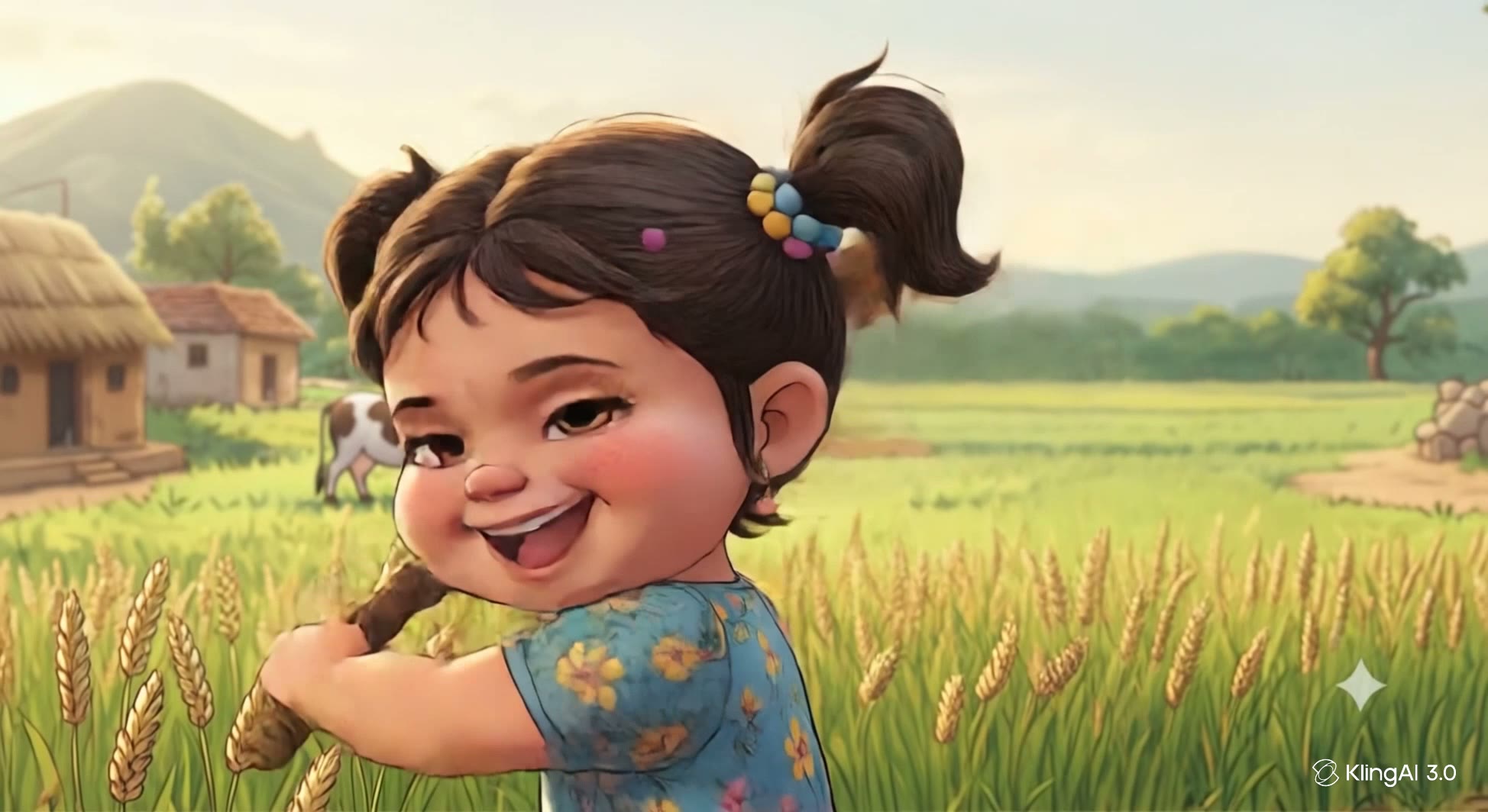 3D animated Punjabi village girl character from a Sanjh 3D Studio short